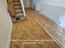 Parquet floor sanding, lacquering & gap filling in Rickmansworth 3