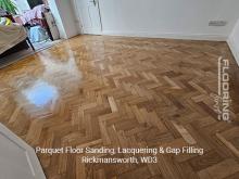 Parquet floor sanding, lacquering & gap filling in Rickmansworth 8