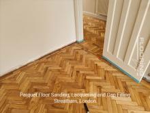 Parquet floor sanding, lacquering and gap filling in Streatham 4
