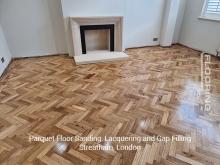 Parquet floor sanding, lacquering and gap filling in Streatham 6