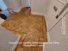 Parquet floor sanding, refinishing and gap filling in Hampstead 1