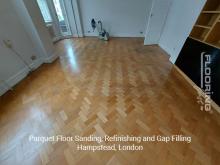 Parquet floor sanding, refinishing and gap filling in Hampstead 5