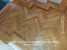 Parquet floor sanding, refinishing and gap filling in Hampstead 6