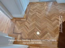 Parquet floor sanding, refinishing and gap filling in Hampstead 8