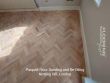 Parquet floor sanding and re-oiling in Notting Hill