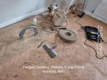 Parquet sanding, staining & gap filling in Romford