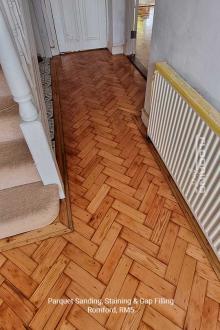 Parquet sanding, staining & gap filling in Romford 4