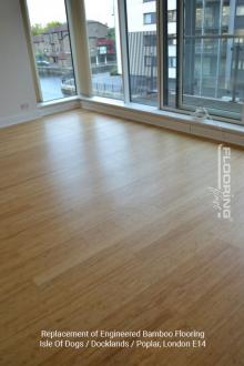 Replacement of engineered bamboo flooring in Canary Wharf, Isle of Dogs
