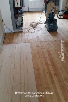 Restoration of floorboards and stairs in Ealing