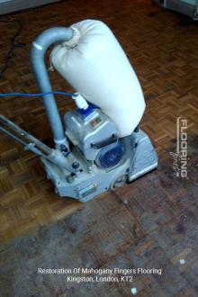 Restoration of mahogany fingers flooring in Kingston