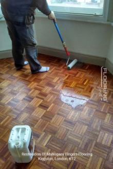 Restoration of mahogany fingers flooring in Kingston 3