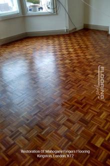 Restoration of mahogany fingers flooring in Kingston 4