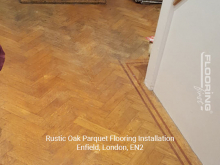 Rustic oak parquet flooring installation in Enfield 1