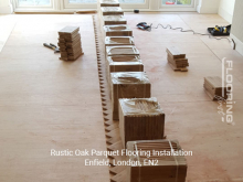 Rustic oak parquet flooring installation in Enfield 2