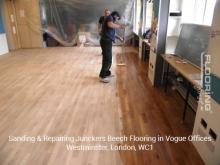 Sanding & repairing Junckers beech flooring in Vogue offices in Westminster 2