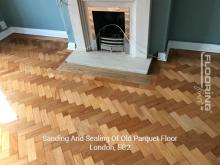 Sanding and sealing of old parquet floor in Central London 3
