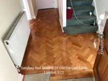 Sanding and sealing of old parquet floor in Central London 5