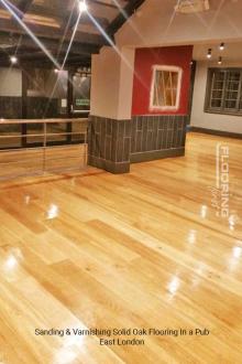 Pub sanding and varnishing solid oak flooring in East London 3