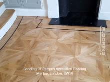Sanding of parquet Versailles flooring in Merton