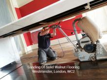 Sanding of solid walnut flooring in Westminster 1