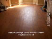 Solid oak sanding & sealing with matt lacquer in Islington