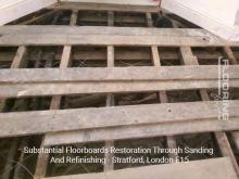 Substantial floorboards restoration through sanding and refinishing in Stratford 1