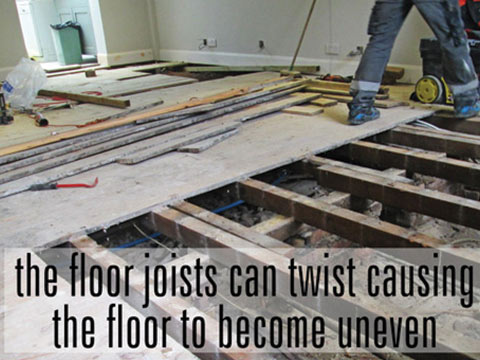 Floor joists twisting causing wood floor to become uneven
