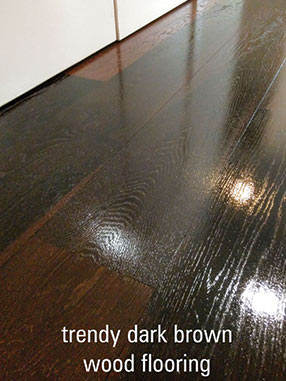 Trendy dark brown wood flooring