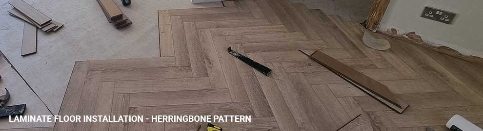 Laminate floor installation - herringbone pattern