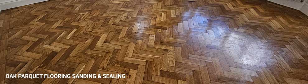 Oak parquet flooring sanding and sealing