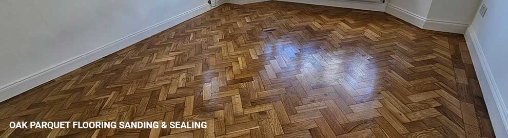 Oak parquet flooring sanding and sealing