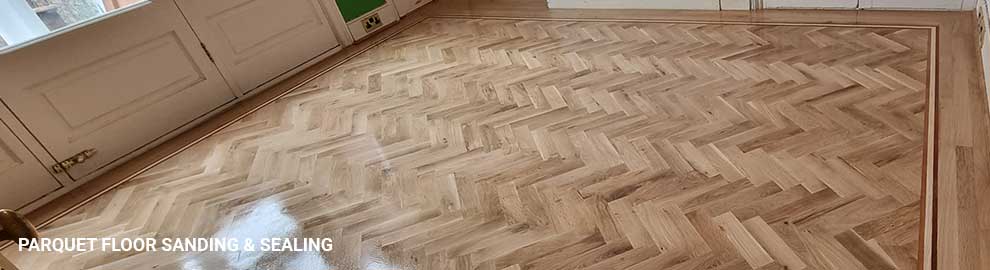 Oak parquet flooring sanding and sealing