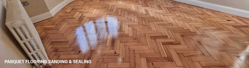 Oak parquet flooring sanding and sealing