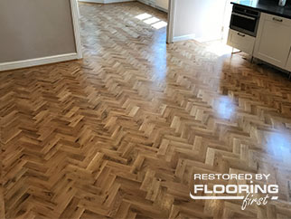 Parquet floor restoration project in Cockfosters