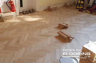 Parquet flooring fitted in a school