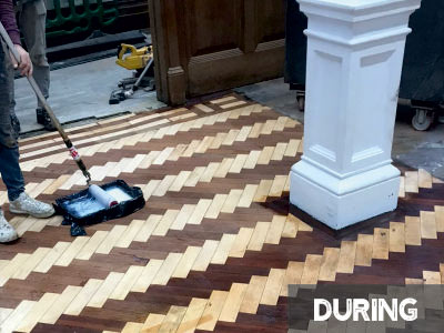 Parquet floor sanding - during