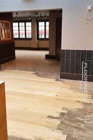 Sanding of pub's wooden floor