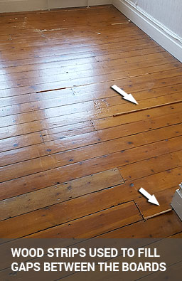 Gap Filling On Floorboards With Wood Slivers