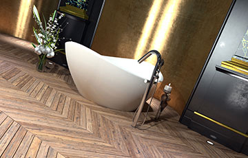 Wood flooring in bathroom