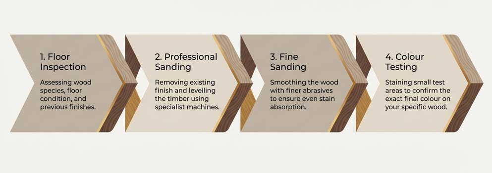 Professional wood floor staining process