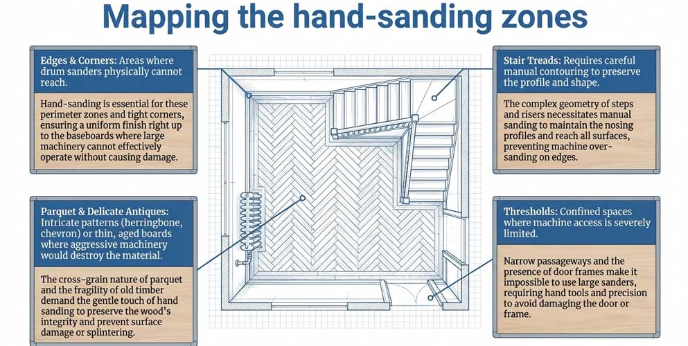 When sanding hardwood floors by hand is the best option
