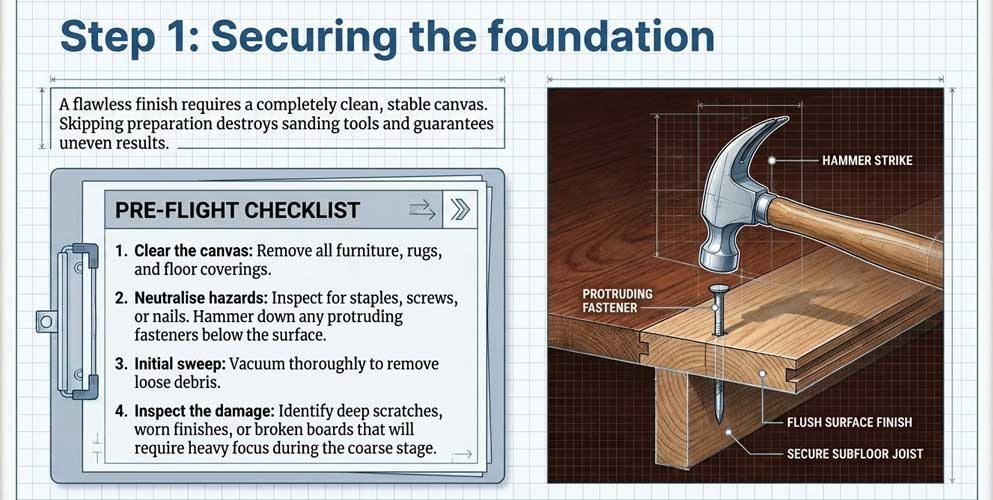 Prepare the floor for sanding