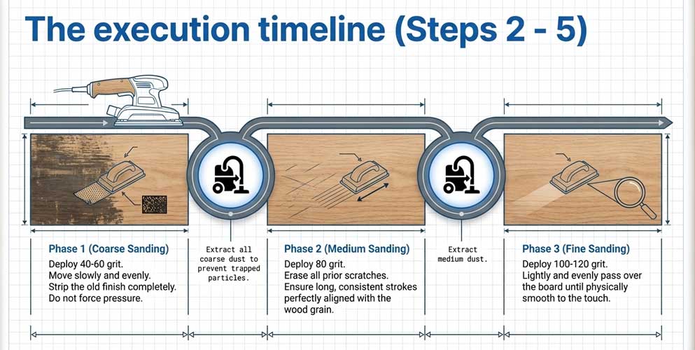 Sanding hardwood floors by hand - execution timeline
