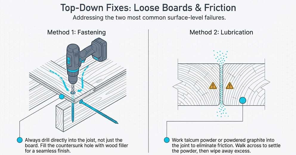 Top down fixes - loose boards