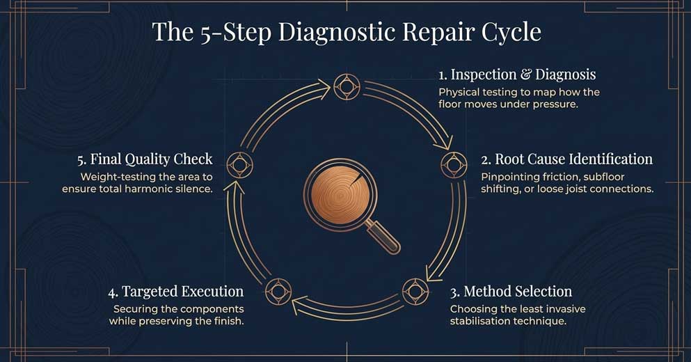 Our squeaky floor repair process