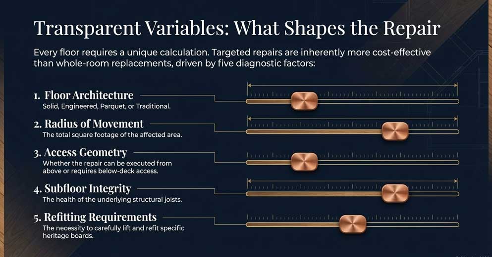 What affects the cost of squeaky floor repair?