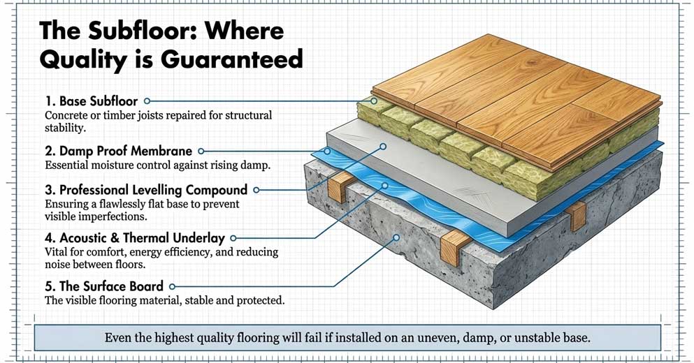 Subfloor Preparation for Perfect Wood Floor Installation subfloor preparation for wood flooring levelling moisture control London installation
