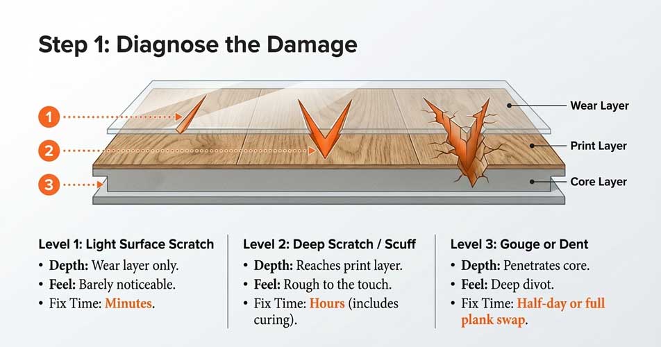 tools for repairing vinyl plank flooring scratches filler kit and repair materials
