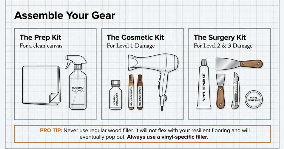 fixing light scratches on vinyl plank flooring using simple repair method