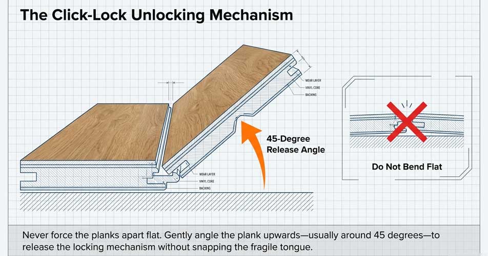 vinyl plank click lock system joint mechanism installation detail